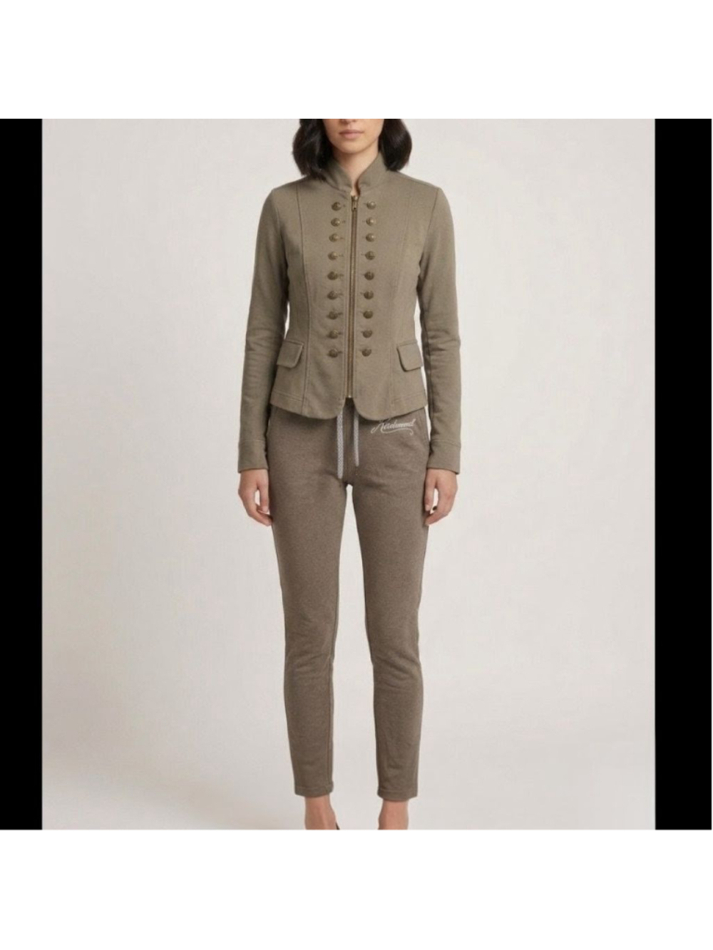 Italian Luxury John Richmond Olive Green Military Style Jacket Joggers Set S
